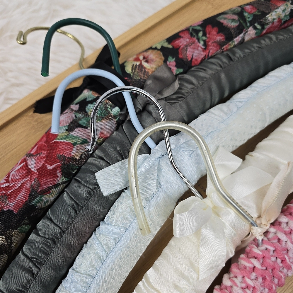 Floral, Satin, and Crochet Padded Hangers Set - Picture 2 of 9